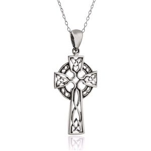 STERLING SILVER Celtic Cross Necklace